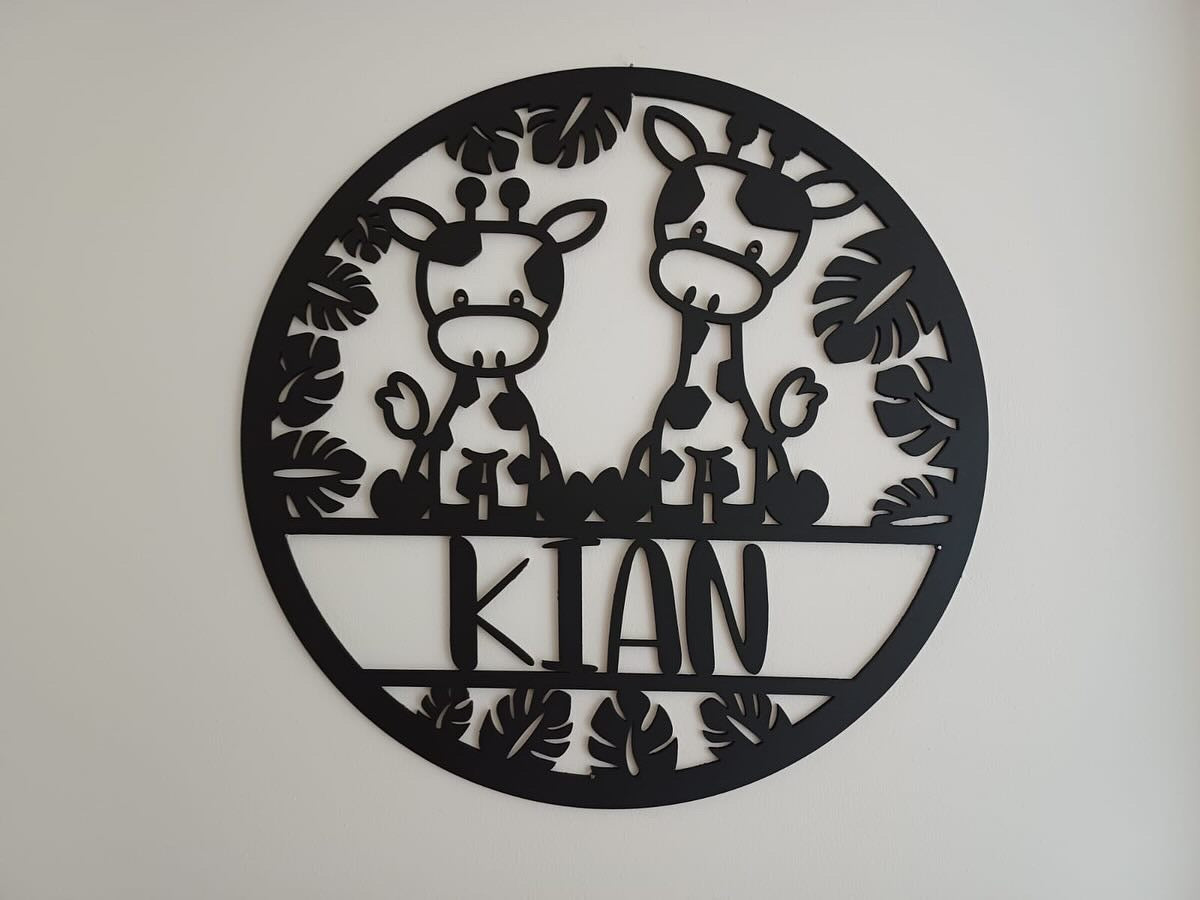 Giraffe Circular Room Name Plaque