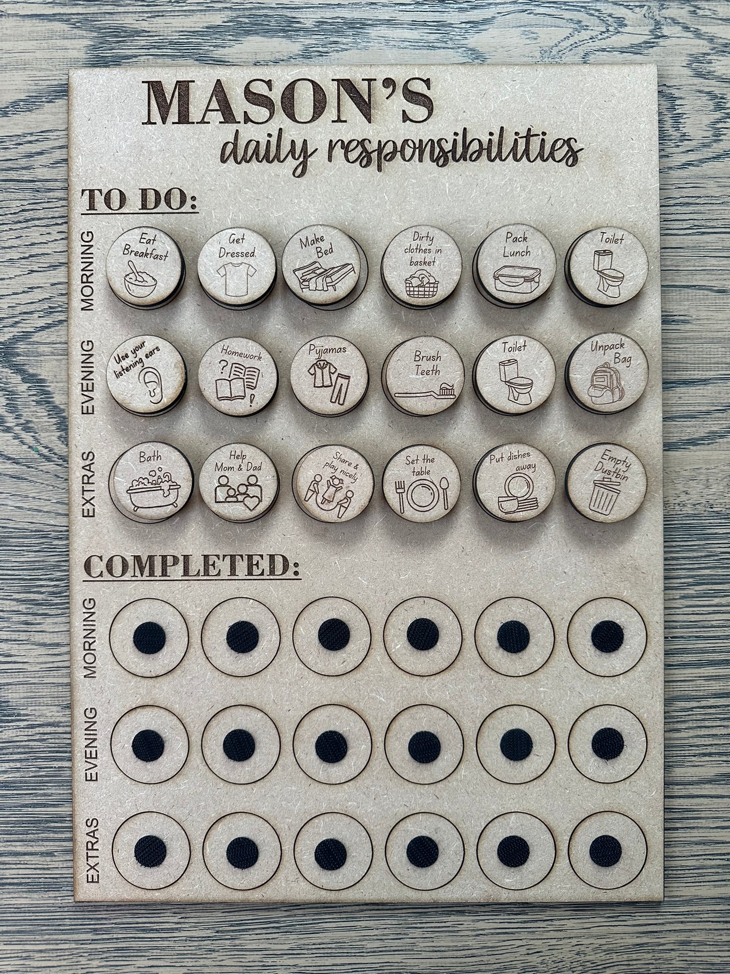 Kids Daily Responsibility Chart - Large