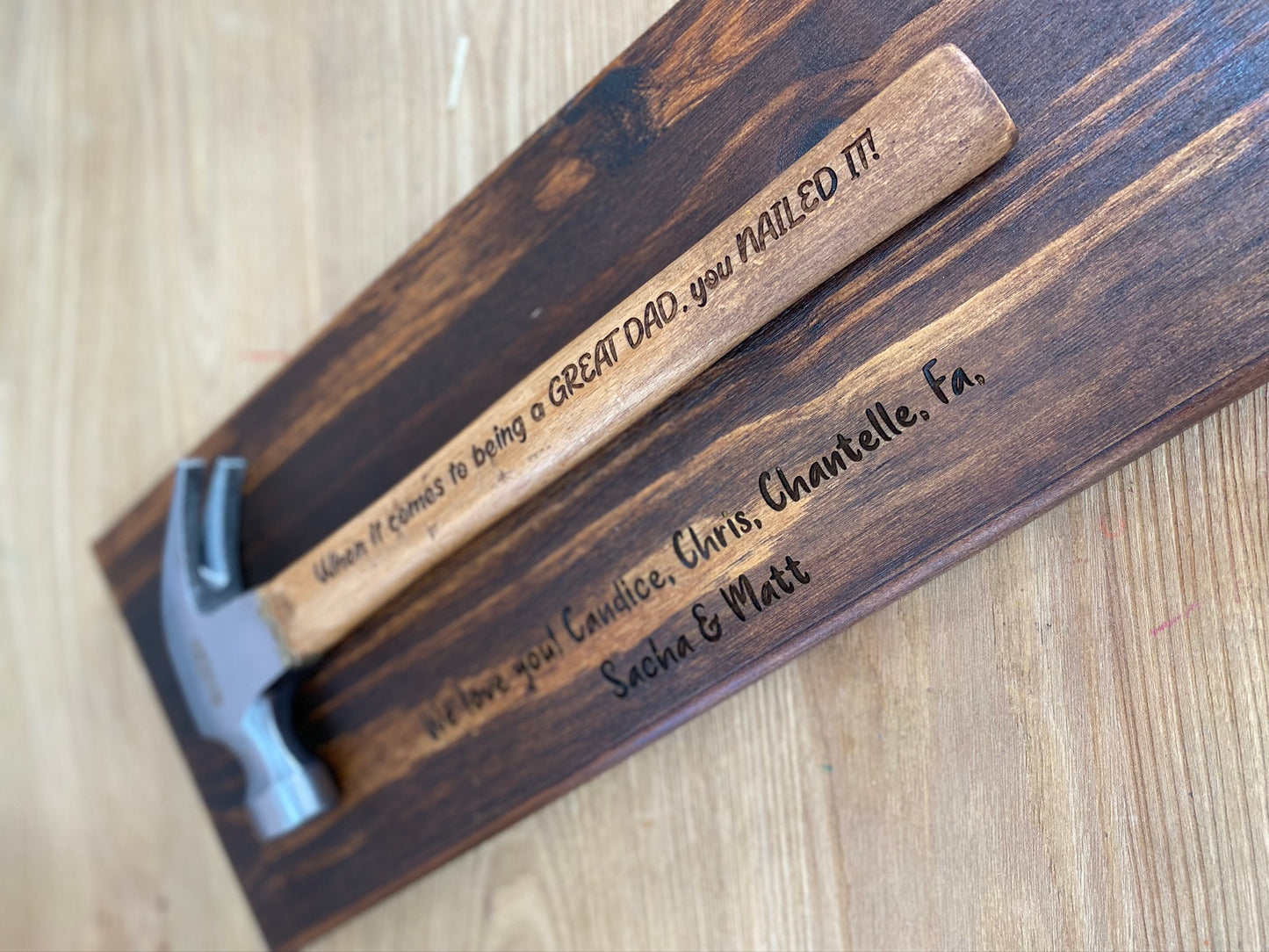 Wooden plaque and Hammer set