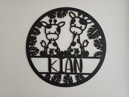 Giraffe Circular Room Name Plaque