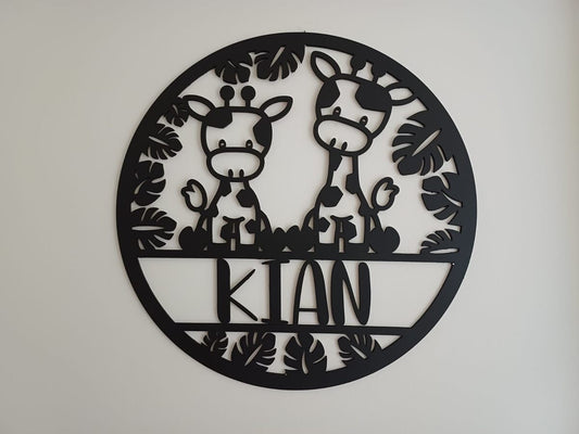 Giraffe Circular Room Name Plaque