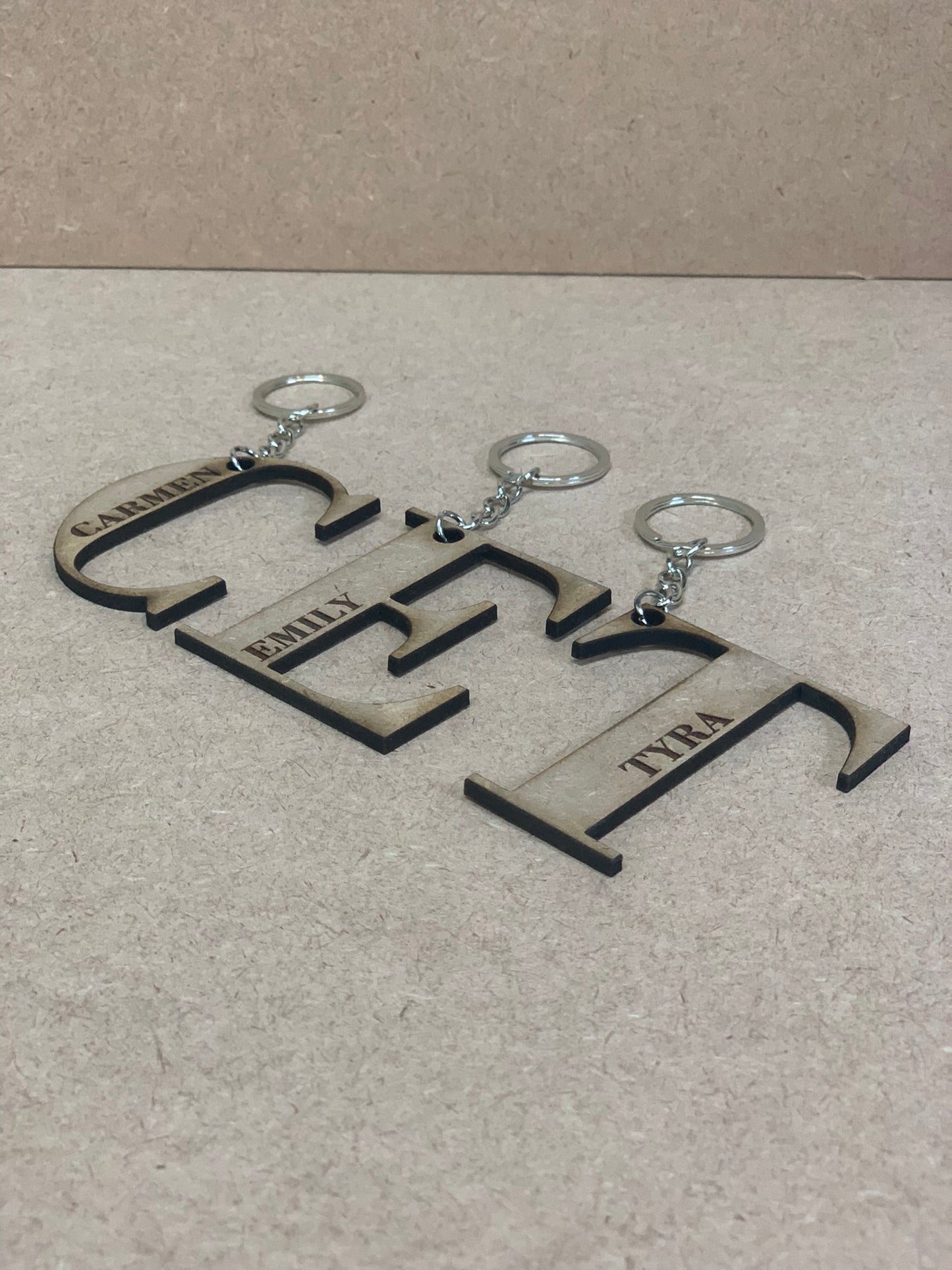 Personalised Letter and Name Keyring