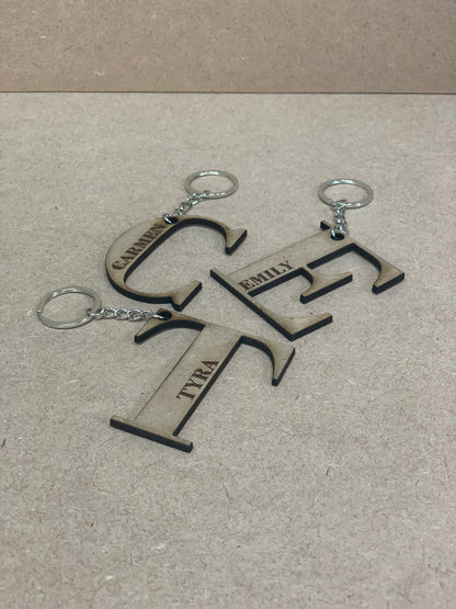 Personalised Letter and Name Keyring