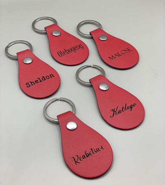 Keyring l Red Faux Leather