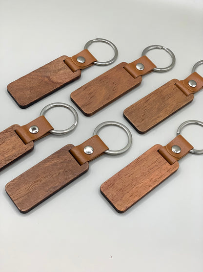 Keyring l Leather & Wooden