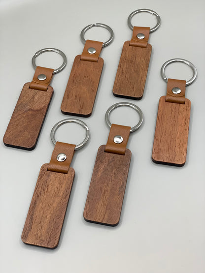 Keyring l Leather & Wooden