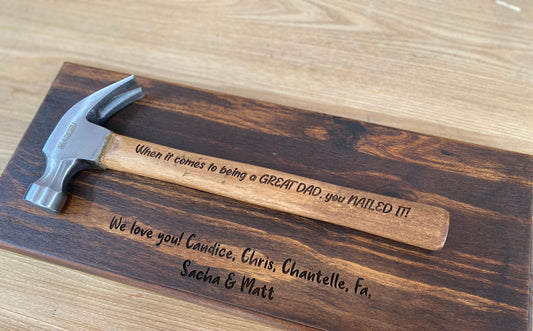 Wooden plaque and Hammer set